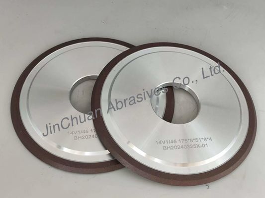 Rodas de grelha de diamantes de ligação de resina 14v1, diâmetro 175, ângulo 45