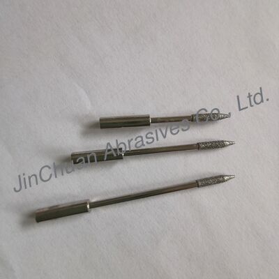 D151# Pins de moagem de diamante eletroplados de retenção de grão firme, com diâmetro de cabeça de 2,2 mm e comprimento abrasivo de 8 mm