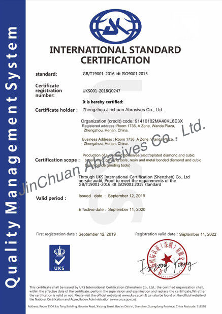 China ZHENGZHOU JINCHUAN ABRASIVES CO., LTD. Certificações